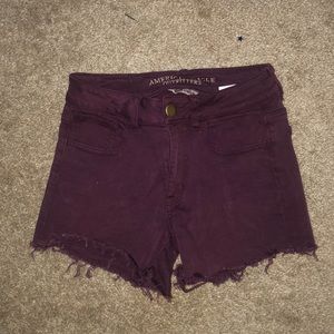 Maroon high rise shortie American Eagle shorts